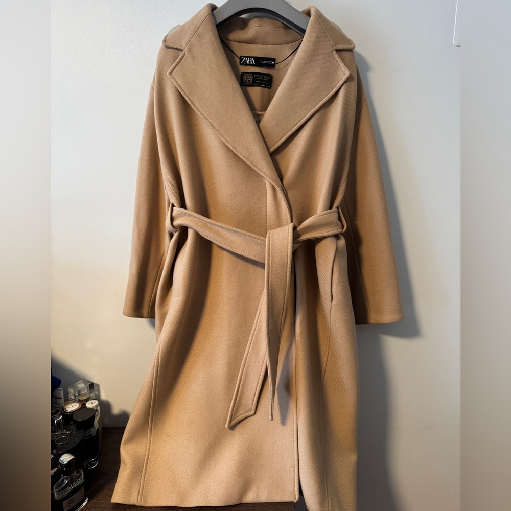 Zara Tan/Camel Long Manteco Coat